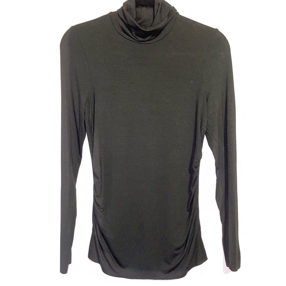 Three Dots Turtleneck Long Sleeve Tee Women M Neutral Minimalist Normcore Basic